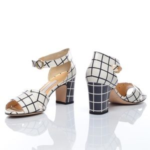 BIONDA CASTANA Black Mid Heel Checked Sandals